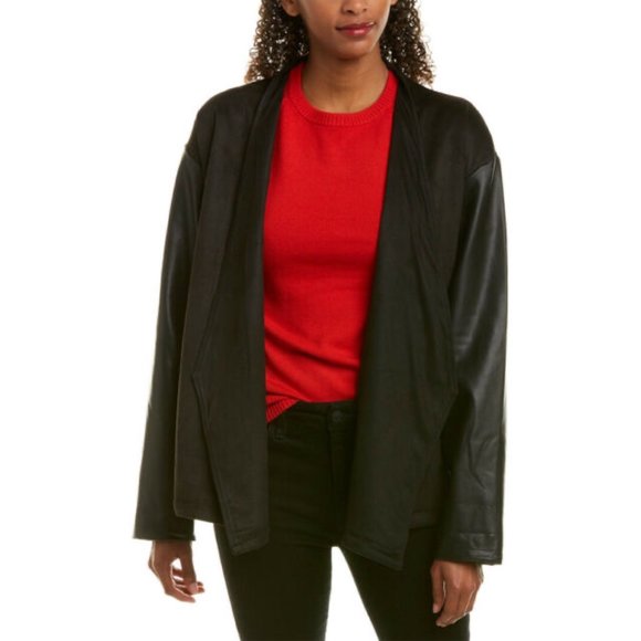 NWT French Connection Black Mixed Media Jacket XS - Picture 1 of 11